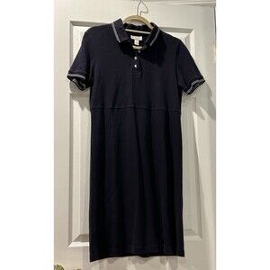 Talbots Navy Cotton Knit Polo Shirt Dress Size M